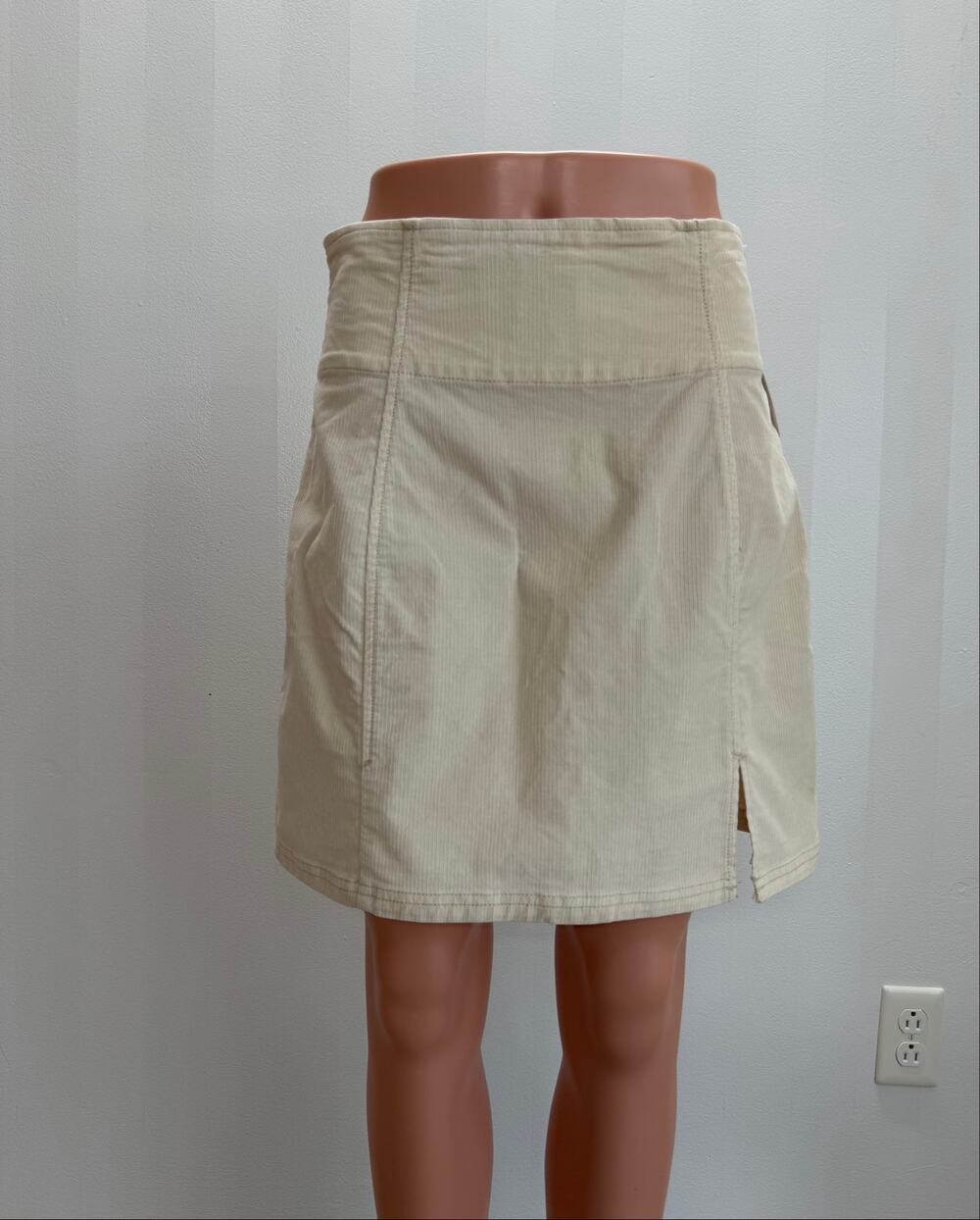 NWT Free People Cream Corduroy Mini Skirt Side Zip Sz 10 Boho Cottagecore